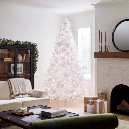 9 ft. Pre-Lit North Valley Spruce White Tree with Clear Lights, Plug-In