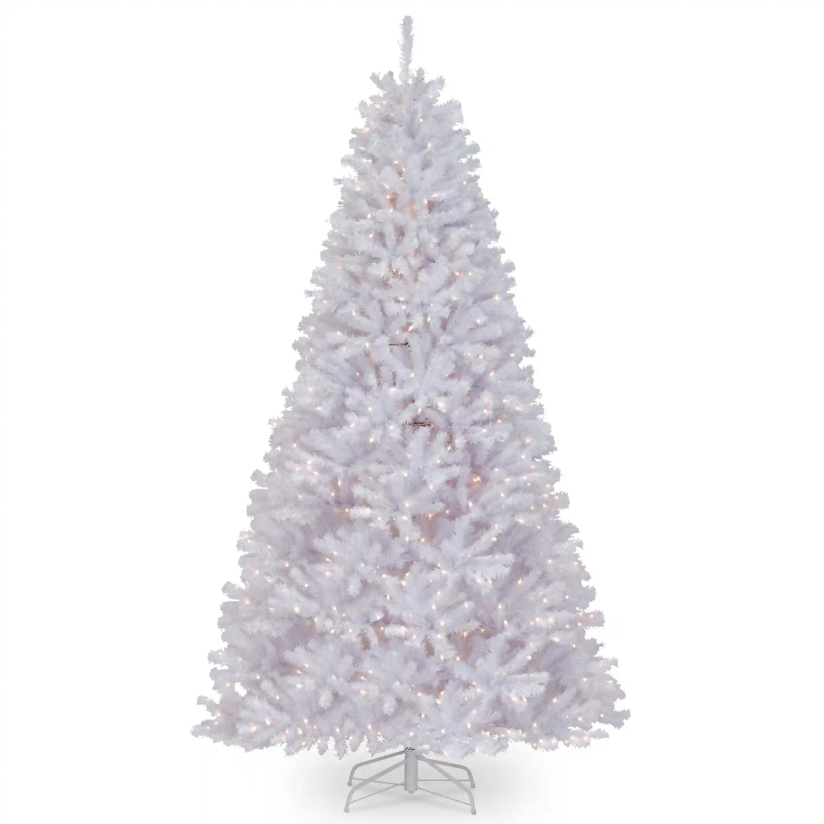 9 ft. Pre-Lit North Valley Spruce White Tree with Clear Lights, Plug-In