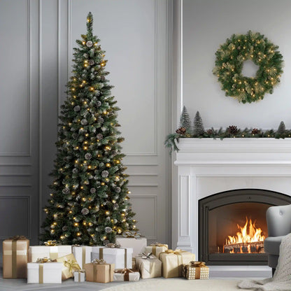 7.5 ft. Pre-Lit Oakley Hills Slim Tree with LED Lights, Plug-In