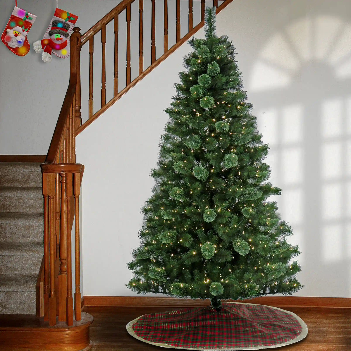 7.5 ft. Pre-Lit Ontaria Pine Tree with LED Lights, Plug-In