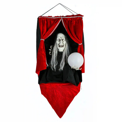 28 in. Halloween Pre-Lit Sound Activated Animated Fortune Teller with LED Lights