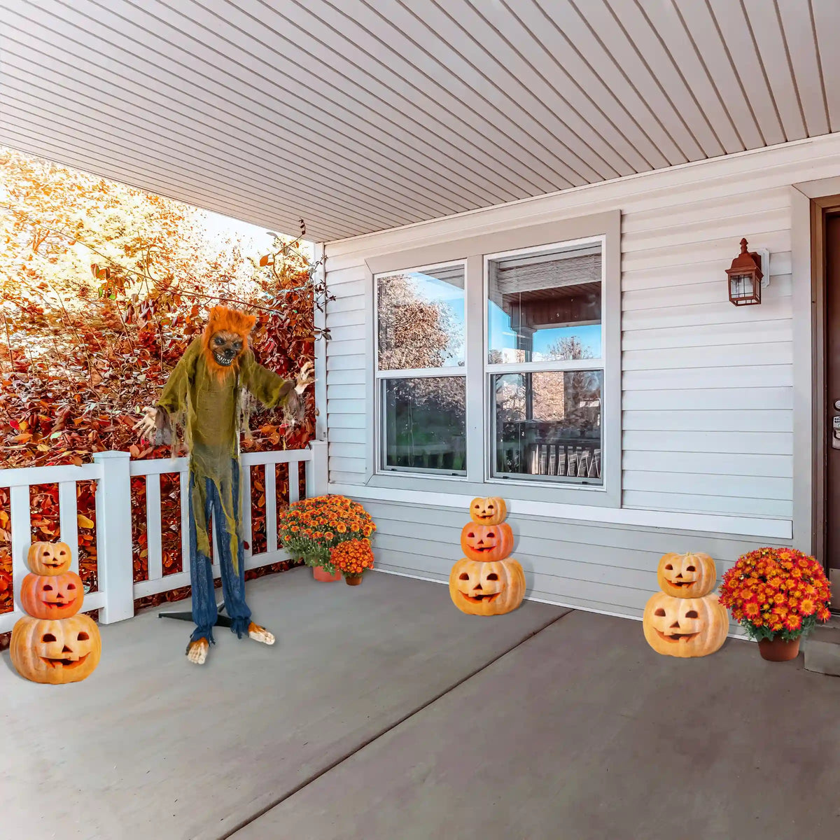 63 in. Halloween Pre-Lit Sound Activated Animated Werewolf with LED Lights