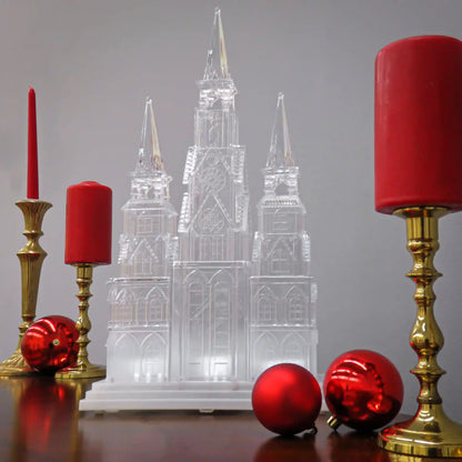 17 in. Christmas Cathedral Decoration with White LED Lights