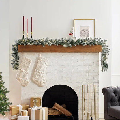 9 ft. Pre-Lit Snowy Camden Garland with Clear Lights, Plug-In