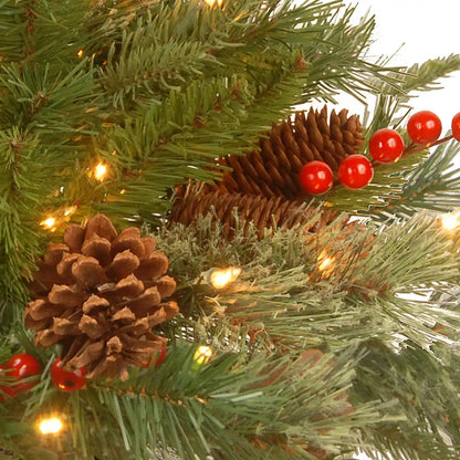 20 in. Pre-Lit Colonial Fir Hanging Basket with LED Lights
