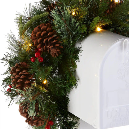 36 in. Pre-Lit Colonial Fir Mailbox Swag with LED Lights