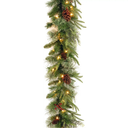 9 ft. Pre-Lit Colonial Fir Garland with Dual Color LED Lights