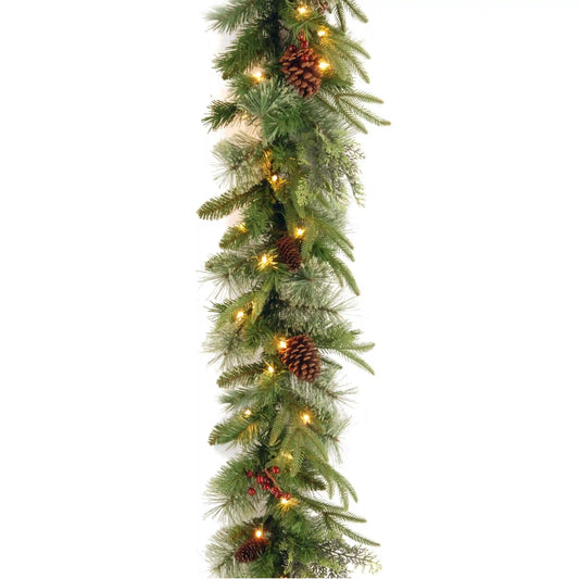 9 ft. Pre-Lit Colonial Fir Garland with Dual Color LED Lights