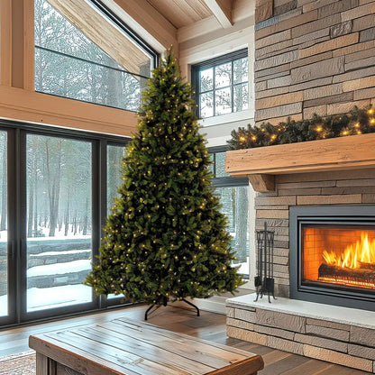 10 ft.Pre-Lit Downswept Douglas Fir Tree  with Clear Lights, Plug-In