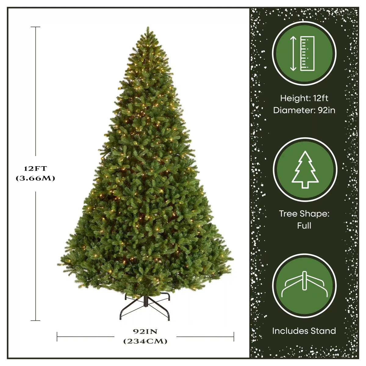 12 ft. Pre-Lit Downswept Douglas Fir Tree with Clear Lights, Plug-In