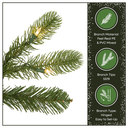 12 ft. Pre-Lit Downswept Douglas Fir Tree with Clear Lights, Plug-In