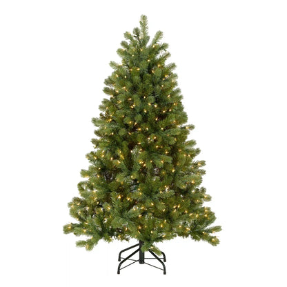 4.5 ft. Pre-Lit Downswept Douglas Fir Hinged Tree with Clear Lights, Plug-In