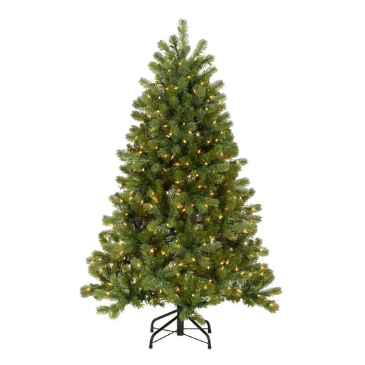 4.5 ft. Pre-Lit Downswept Douglas Fir Hinged Tree with Clear Lights, Plug-In