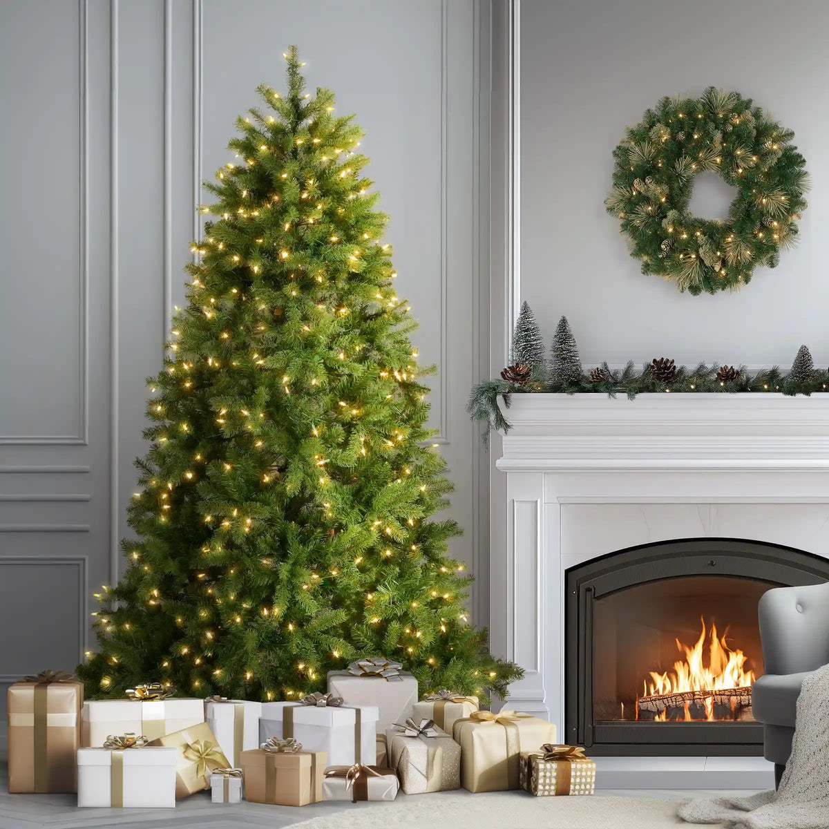 6.5 ft. Pre-Lit Downswept Douglas Fir Tree with Clear Lights