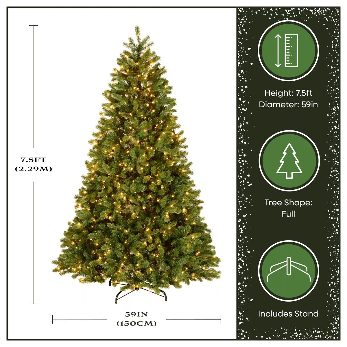 7.5 ft. Pre-Lit Downswept Douglas Fir Full Tree with 750 Clear Lights & 1867 Branch Tips