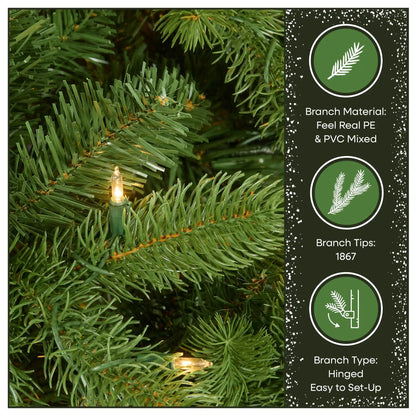 7.5 ft. Pre-Lit Downswept Douglas Fir Full Tree with 750 Clear Lights & 1867 Branch Tips