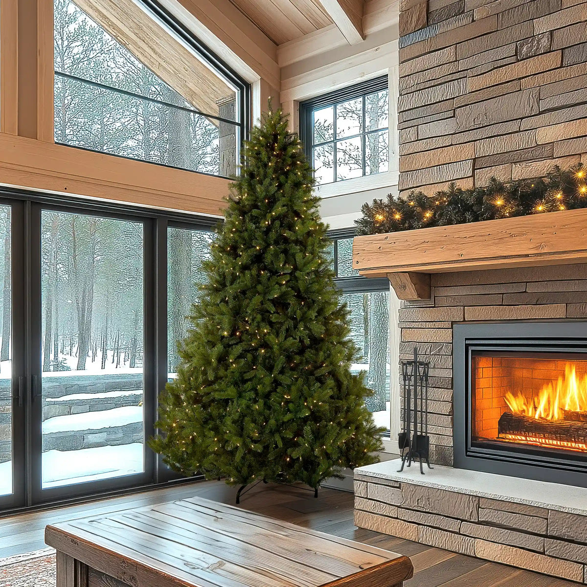 9 ft. Pre-Lit Downswept Douglas Fir Tree with Dual Color LED Lights, Plug-In