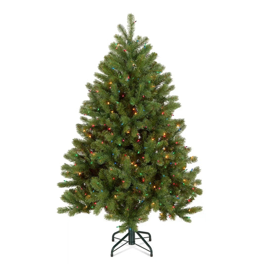 4.5 ft. Pre-Lit Downswept Douglas Fir Hinged Tree with Multicolor Lights, Plug-In