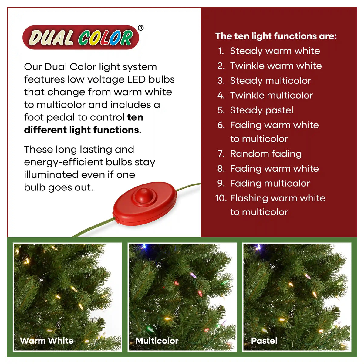 9 ft. Pre-Lit Downswept Douglas Fir Hinged Tree with Dual Color LED Lights, Plug-In
