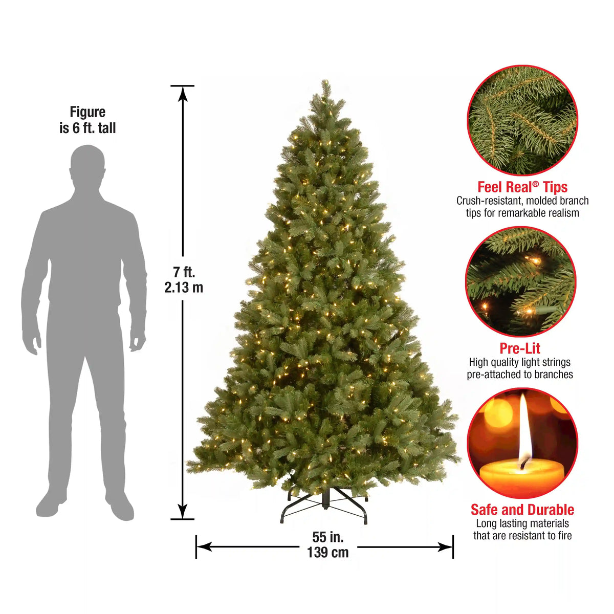 7 ft. Pre-Lit Downswept Douglas Fir Tree with 700 Clear Lights