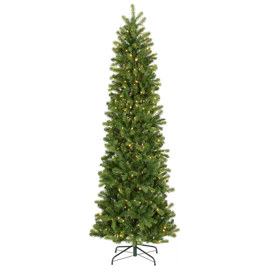 7.5 ft. Pre-Lit Downswept Douglas Fir Pencil Slim Hinged Tree with Dual Color LED Lights, Plug-In
