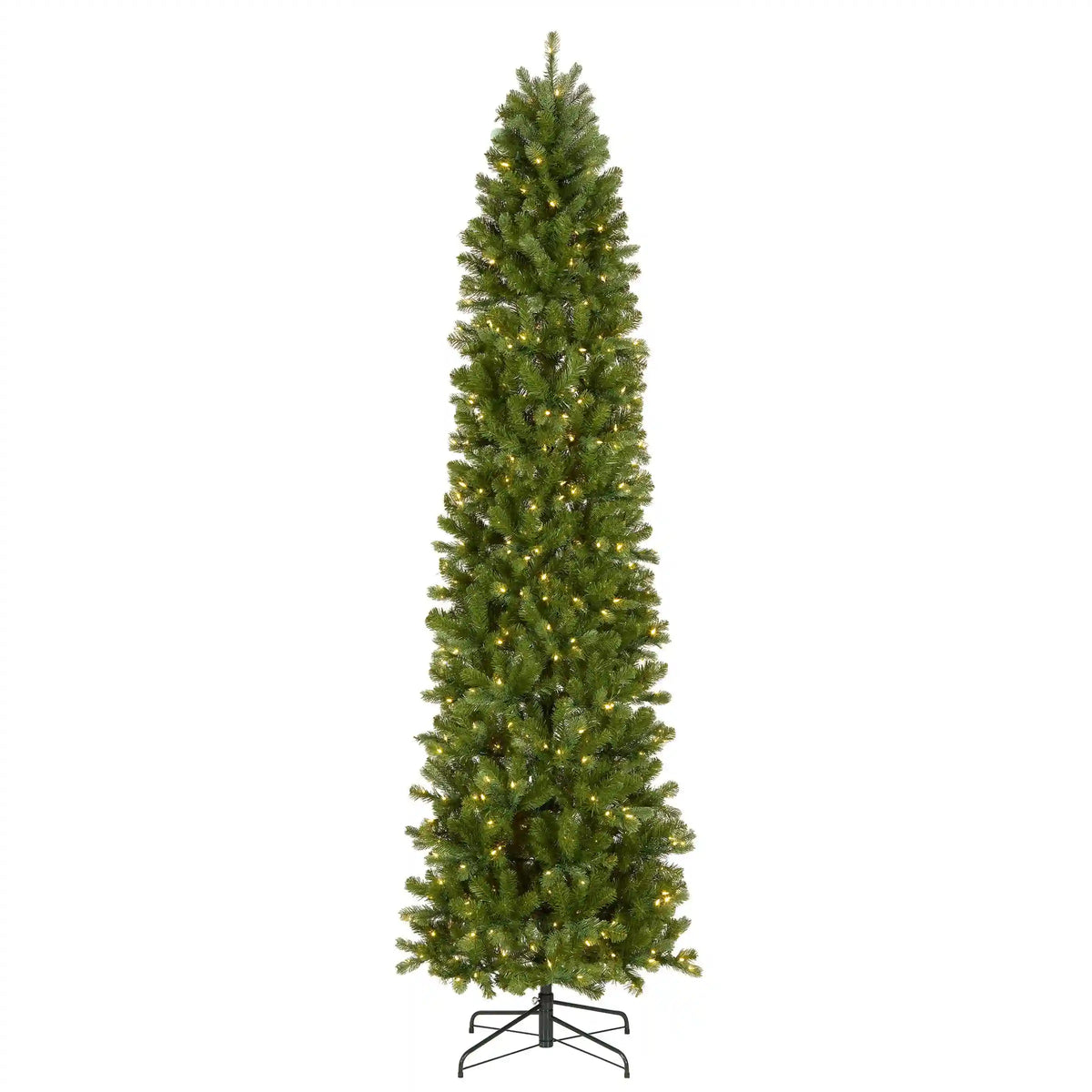 9 ft. Pre-Lit Downswept Douglas Fir Pencil Slim Hinged Tree with Dual Color LED Lights, Plug-In