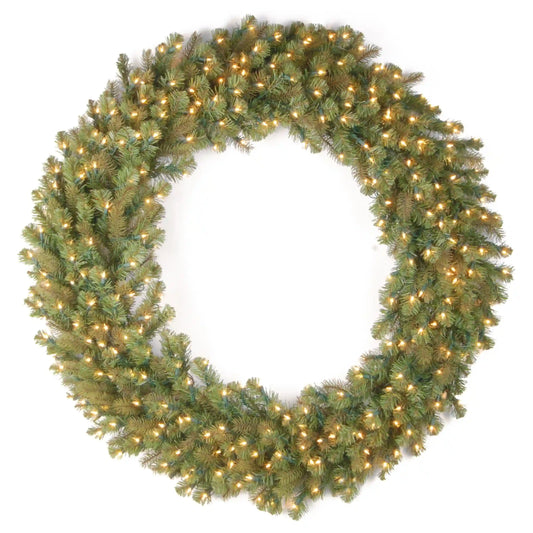 42 in.Pre-Lit Downswept Douglas Wreath with Warm White LED Lights