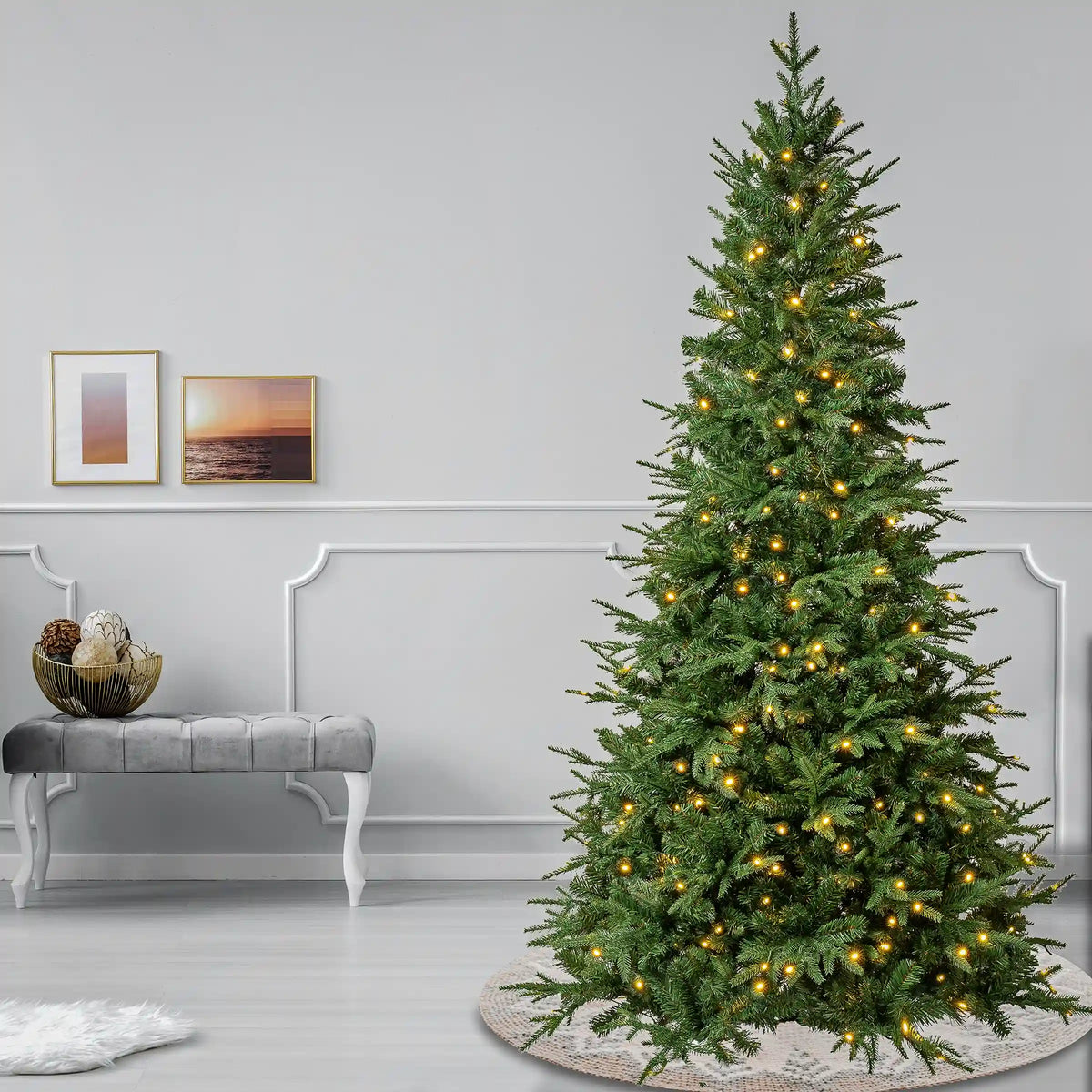 7.5 ft. Pre-Lit Duxbury Mix  Feel Real Tree with Warm White LED Lights, Plug-In