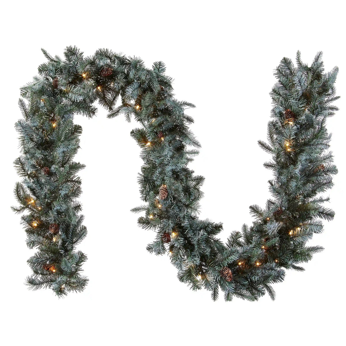9 ft. Pre-Lit Frosted Arctic Spruce Garland with Clear Lights, Plug-In
