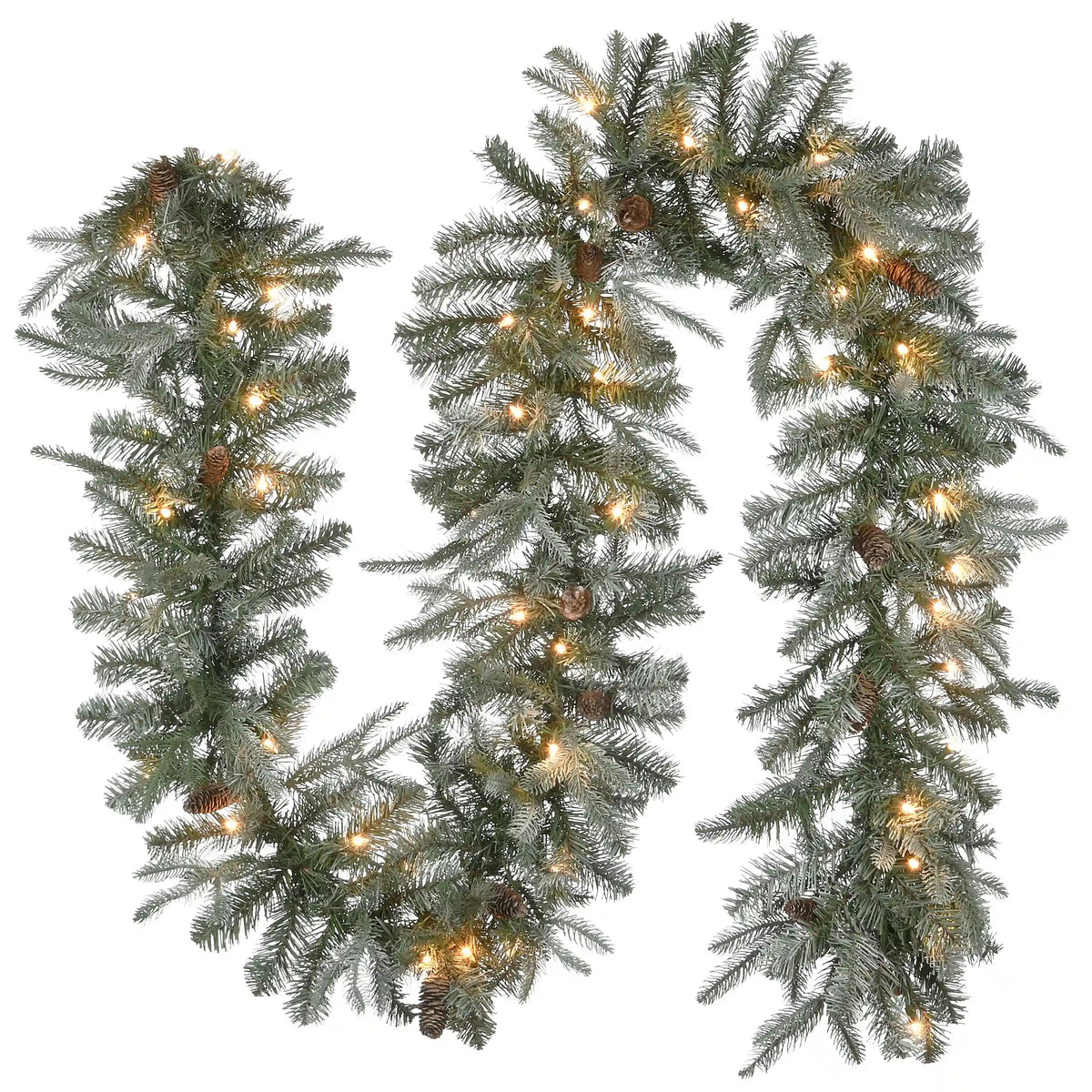 9 ft. Pre-Lit Frosted Arctic Spruce Garland with Clear Lights, Plug-In