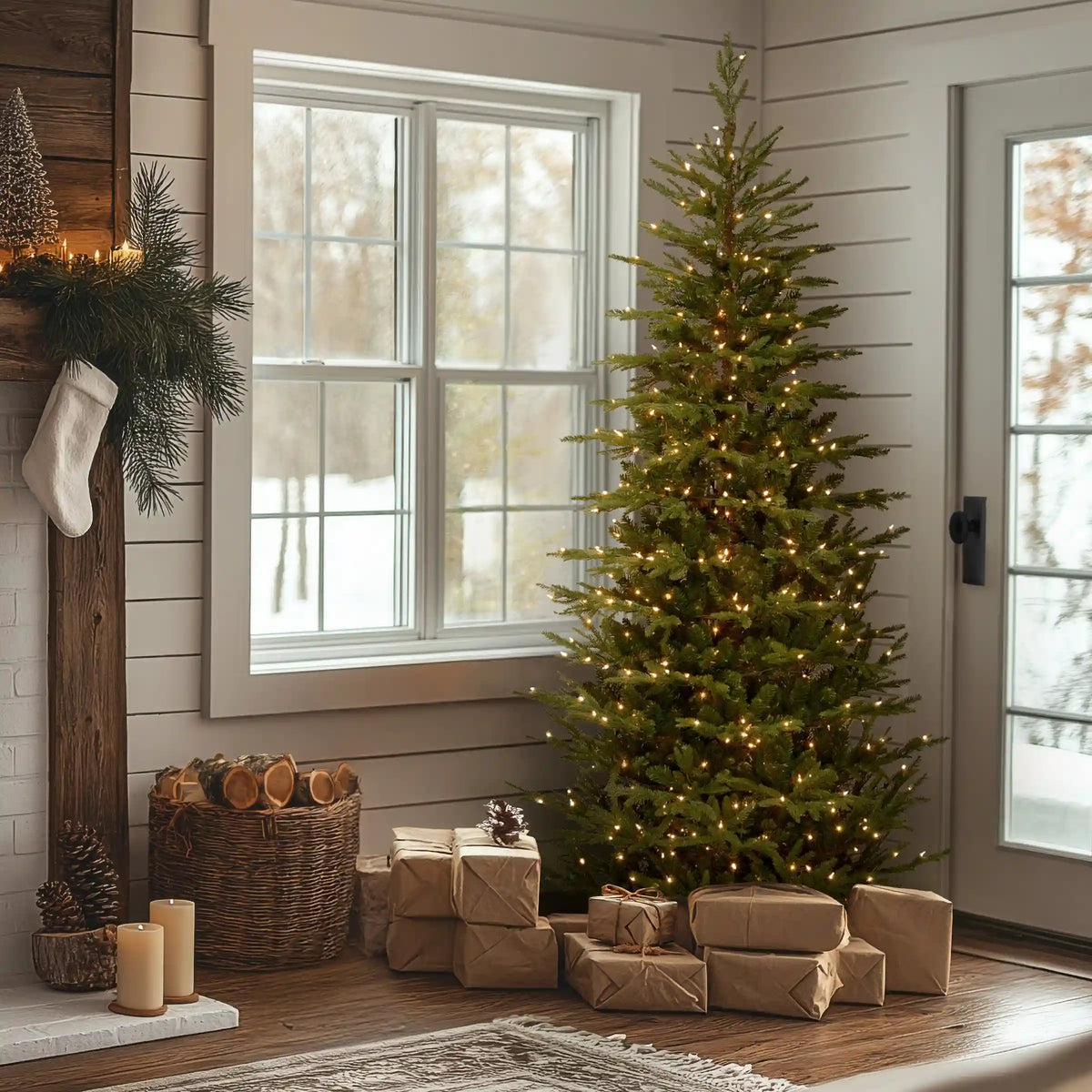 7.5 ft. Pre-Lit Fraser Grande Slim Tree with Clear Lights, Plug-In