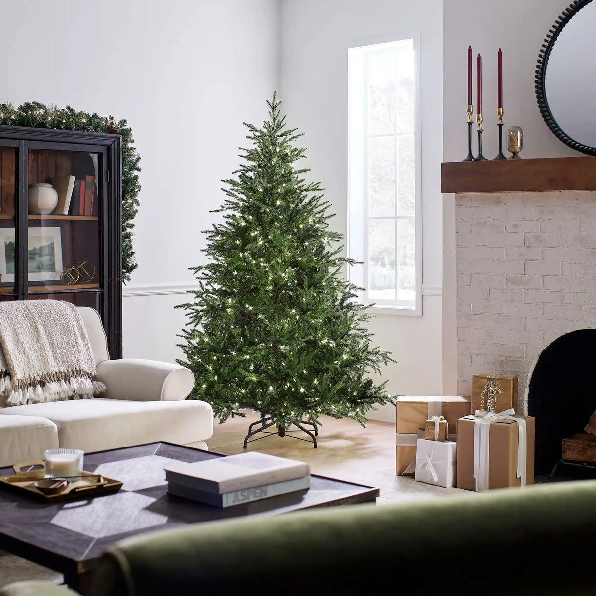 6.5 ft. Pre-Lit Fraser Grande Tree with Dual Color LED Lights, Plug-In