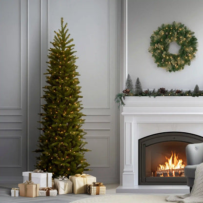 6.5 ft. Pre-Lit Grande Fir Pencil Slim Tree with Clear Lights, Plug-In