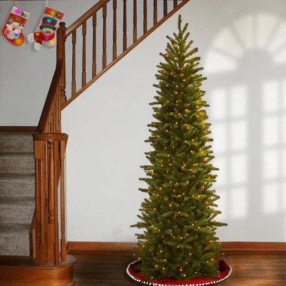 7.5 ft. Pre-Lit Grande Fir Pencil Slim Tree with Clear Lights, Plug-In