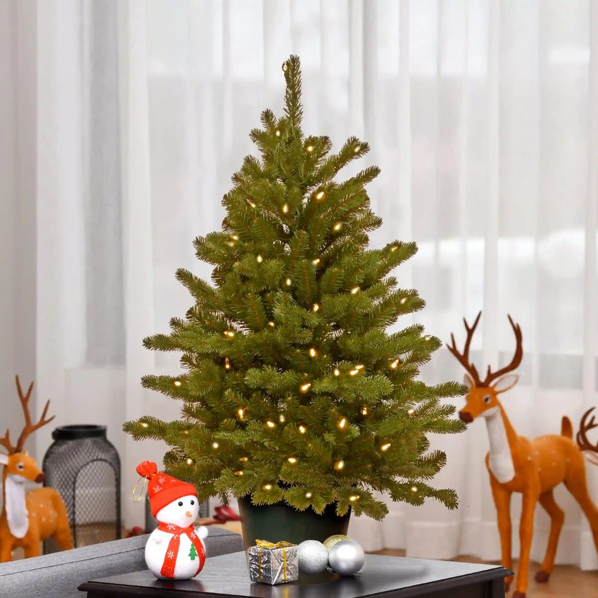 3 ft. Pre-Lit Hampton Spruce Tree with Clear Lights, Plug-In