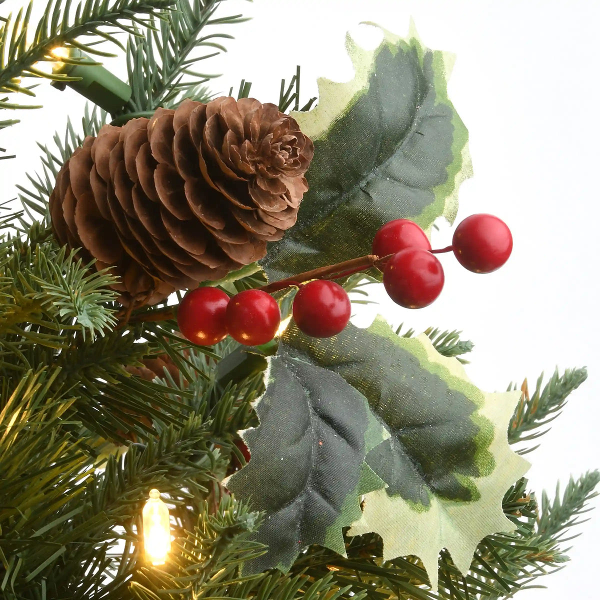 2 ft. Pre-Lit Happy Hill Pine Tree with LED Lights, Plug-In