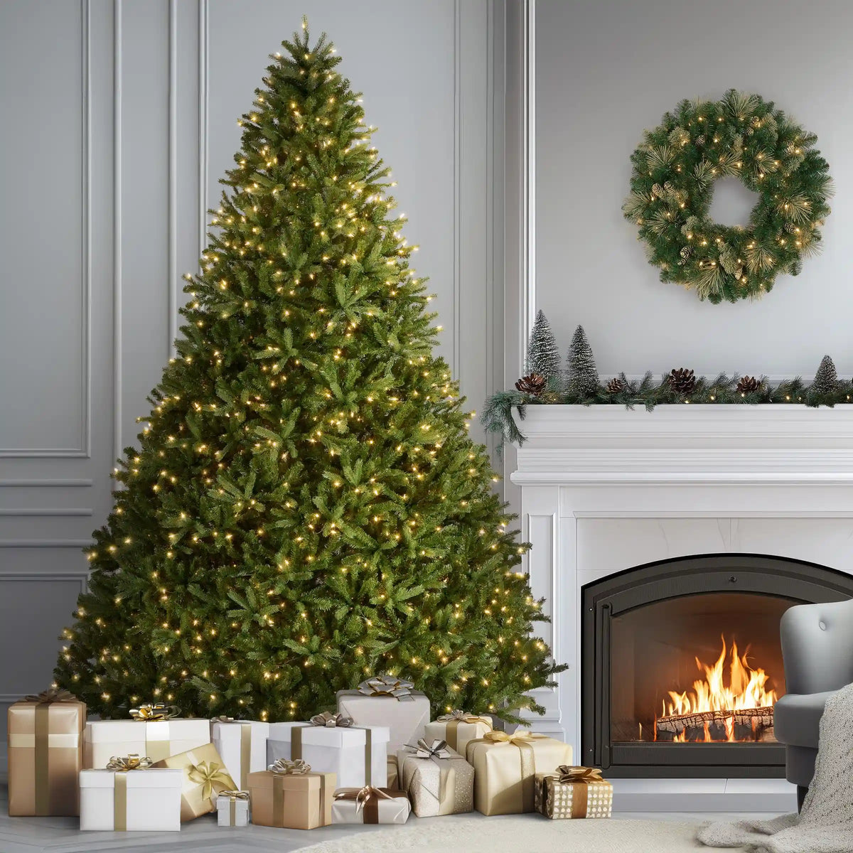 9 ft. Pre-Lit Jersey Fraser Fir Full Tree with Clear Lights