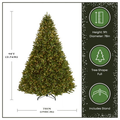 9 ft. Pre-Lit Jersey Fraser Fir Full Tree with Clear Lights