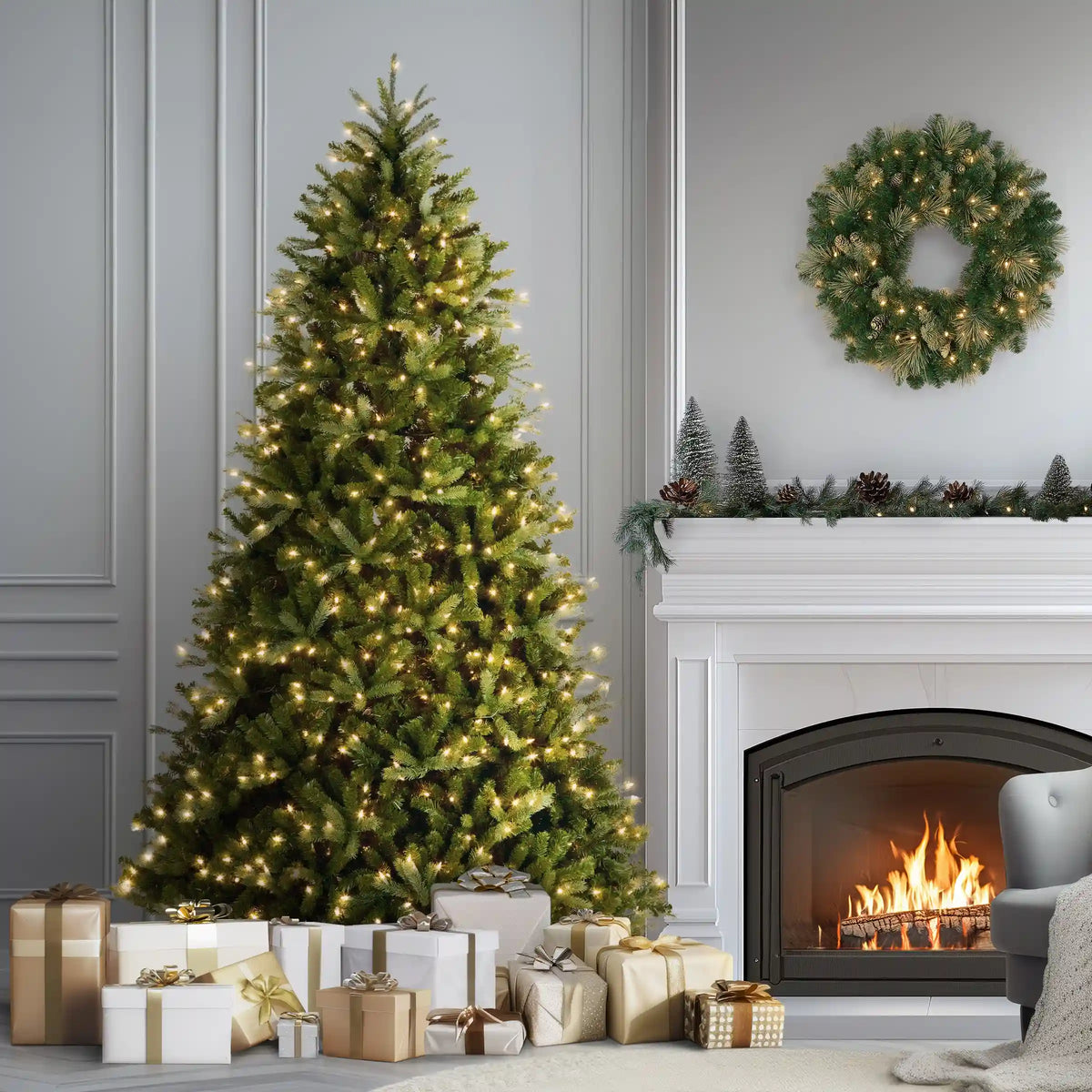 7.5 ft. Pre-Lit Jersey Fraser Fir Medium Tree with Clear Lights
