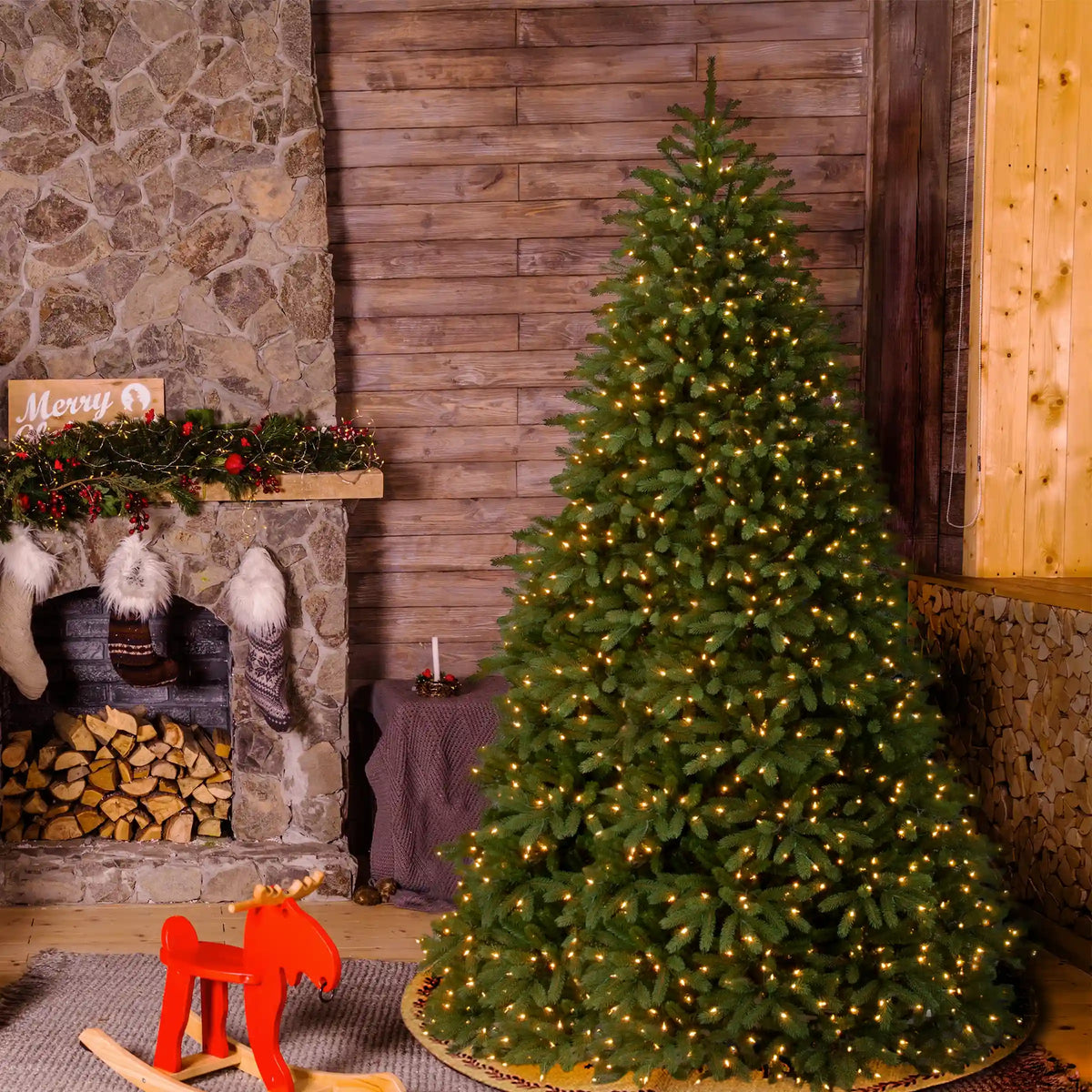 10 ft. Pre-Lit Jersey Fraser Fir Medium Tree with Dual Color LED Lights, Plug-In