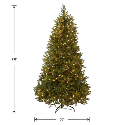 7.5 ft. Pre-Lit Jersey Fraser Fir Medium Tree with Dual Color LED Lights, Plug-In