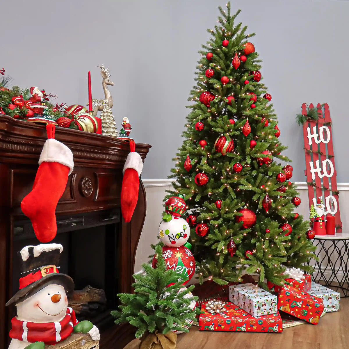 6.5 ft. Pre-Lit Jersey Fraser Fir Slim Tree with Clear Lights, Plug-In
