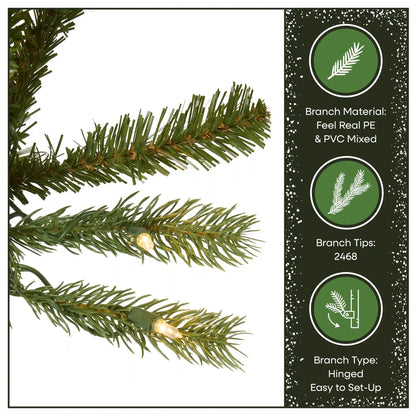 7.5 ft. Pre-Lit Jersey Fraser Fir Slim Tree with Clear Lights, Plug-In