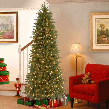 6.5 ft. Pre-Lit Jersey Fraser Fir Pencil Slim Tree with Clear Lights, Plug-In