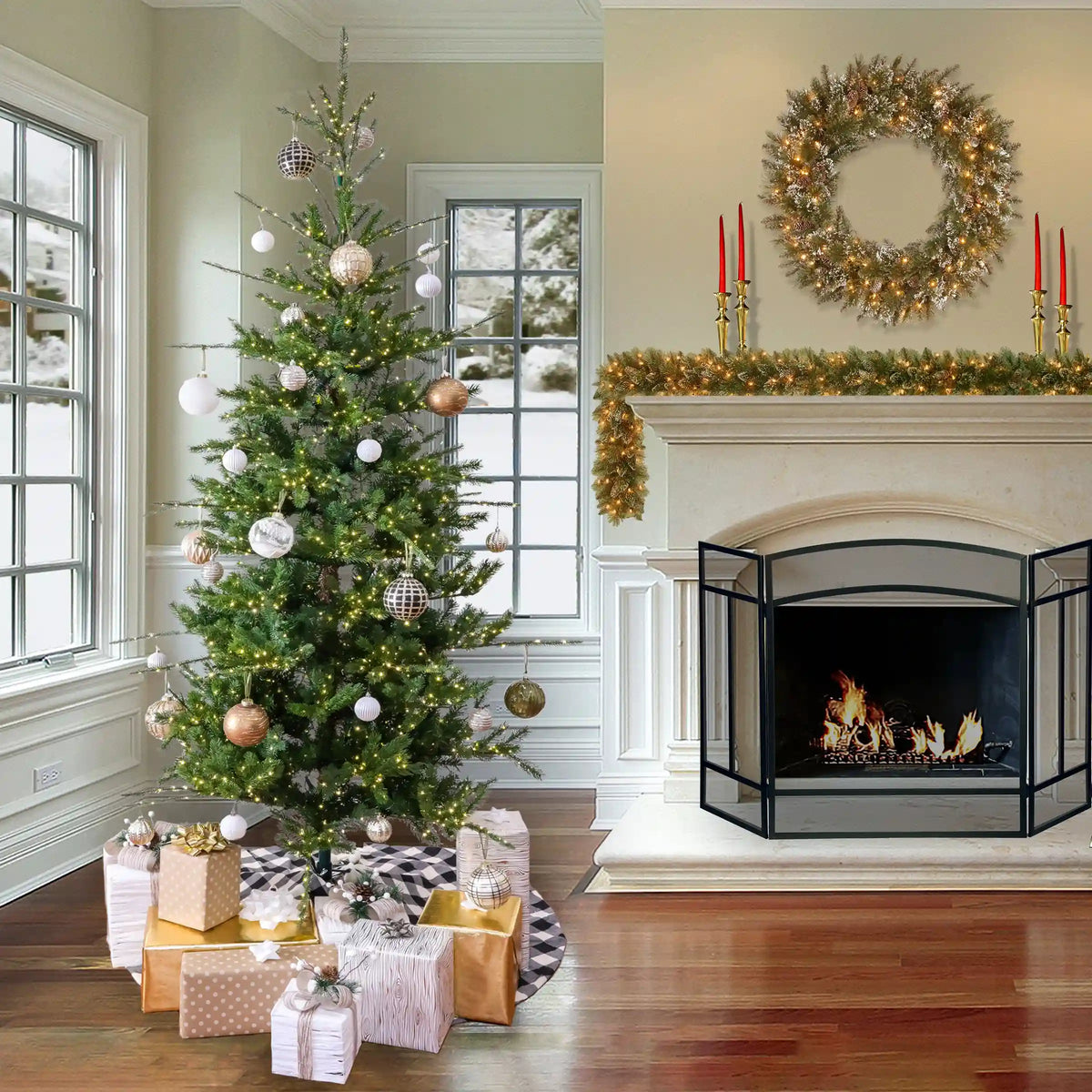 9 ft. Pre-Lit Lark Pine Medium Tree with Warm White LED Rice Lights