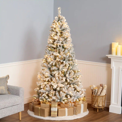 6.5 ft. Pre-Lit Snowy Mixed Pine Tree with Clear Lights