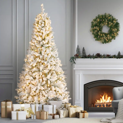 6.5 ft. Pre-Lit Snowy Mixed Pine Tree with Clear Lights
