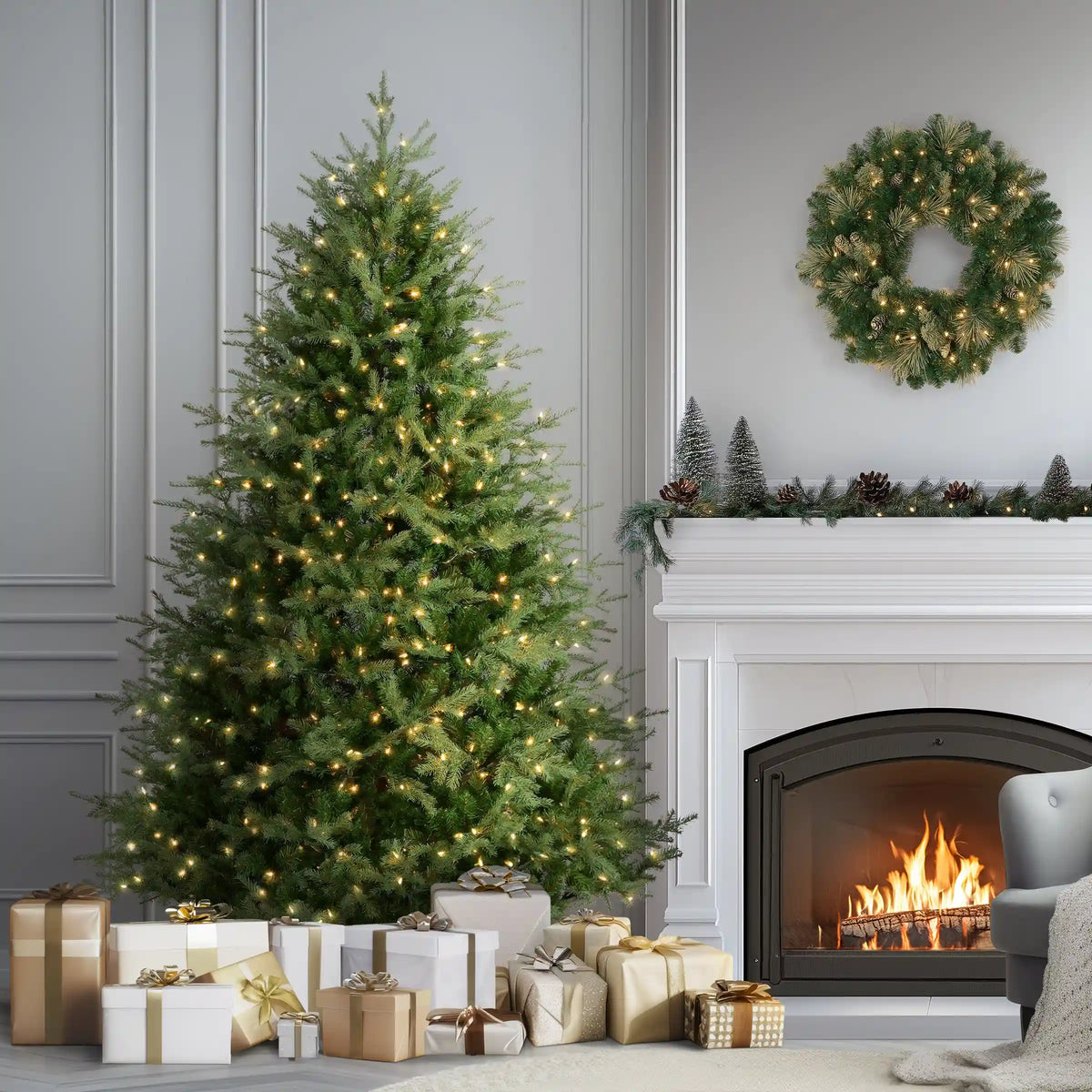 7.5 ft. Pre-Lit Nordic Spruce Medium Tree with Clear Lights