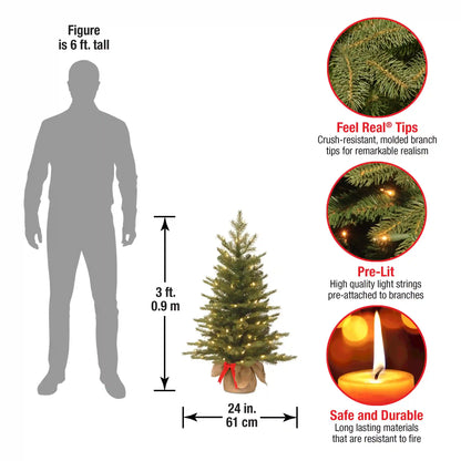 3 ft. Pre-Lit Nordic Spruce Tree with LED Lights