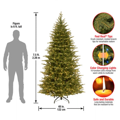 7.5 ft. Pre-Lit Nordic Spruce Slim Tree with Dual Color LED Lights, Plug-In